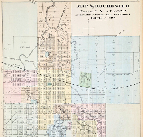 1874 ROCHESTER MINNESOTA Map ORIGINAL Olmsted County (17X14) RAILROADS