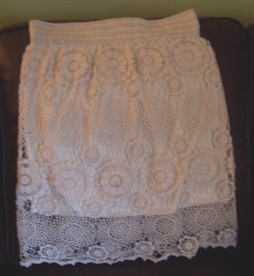 Big Discount COTTON CROCHET LACE ABOVE THE KNEE MINI SKIRT WOMENS SIZE SM CREAM COLOR Big Discount COTTON CROCHET LACE ABOVE THE KNEE MINI SKIRT WOMENS SIZE SM CREAM COLOR