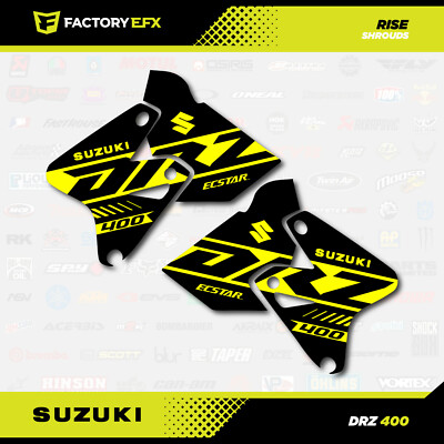 Kalair GFX Graphics Kit for Suzuki DRZ400SM (2001-2023) Flow Series Yellow Holographic 16 Mil-Dirt pit bike motorcycle stickers,dirtbike racing decal