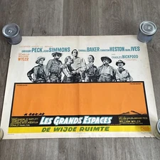Vintage gregory peck les grands espaces Movie Poster 26”x20” Lobby Card Rare