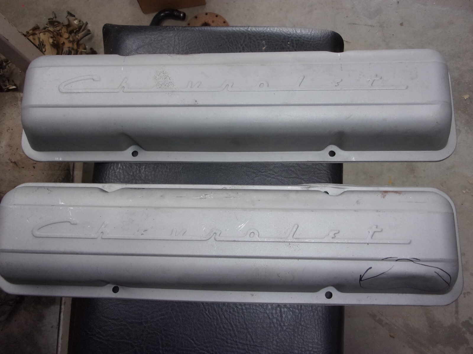 19601967 Original SBC Chevrolet Stamped Script Valve Covers Vintage eBay
