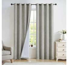 Tan Solid Full Blackout Curtain Heavy Linen Texture Window Treatment 50"X95"