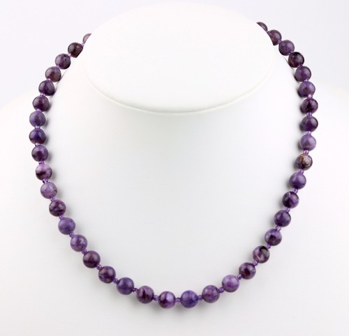 Charoit necklace with Amethyst purple color collar 925 silver carabiner necklace - Picture 3 of 4