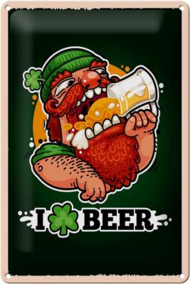 Blechschild Spruch Alkohol i love Beer Bier 20x30 cm Geschenk Schild tin sign