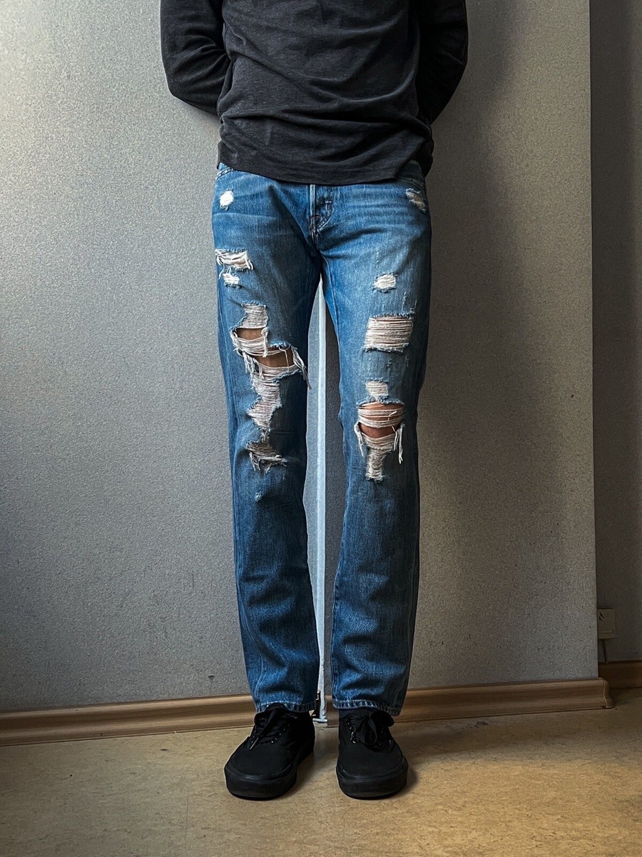 パンツ DENIM&SUPPLY Paint Denim SkinnyPants Mid Blue Super Skinny Jeans With Paint Splatter | boohoo
