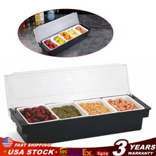 Ice Cooled Condiment Serving Container Bar Chilled Garnish Tray 5 Compartment