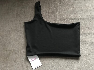 Ladies crop top by Empress Dresses single strap size S Black