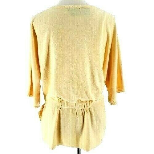 Alfani Women Sz Petite Lrg Pullover Sweater Sundance Yellow Round Neck Tie Waist - Picture 3 of 4