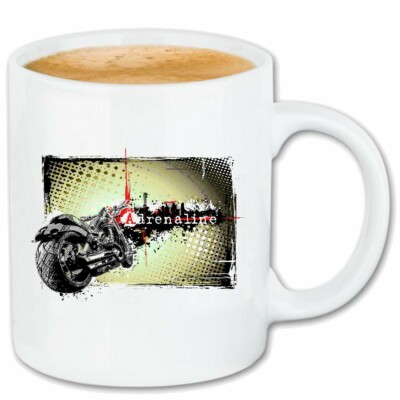 Kaffeetasse ADRENALINE BIKERSHIRT MOTORRAD CHOPPER GOTHIC MOTORCYCLE SKULL MOTOR