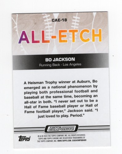 BO JACKSON 2023 Topps Composite Chrome All-Etch #CAE-18 Los Angeles Raiders - Picture 2 of 2