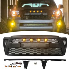 Upgrade Front Mesh Grille For 2005-2011 Tacoma Bumper Grill Matte Black W4 Leds
