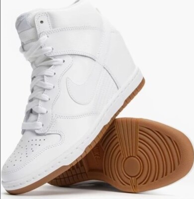 white nike heeled sneakers