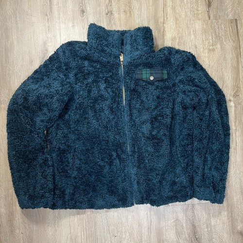 Pendleton Damen Fuzzy Zip Jacke Full Zip XL blau Sherpa Fleece Pullover