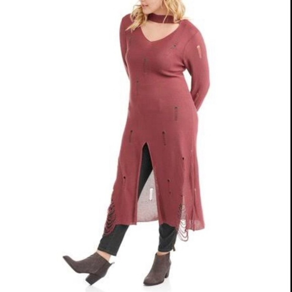 Willow & wind | Distressed boho mauve sweater maxi dress. Size Juniors 2X |  eBay
