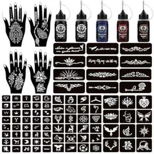 Temporary Tattoo Kits Henna kit 5 Inks 96 Stencils for Women Men Kids