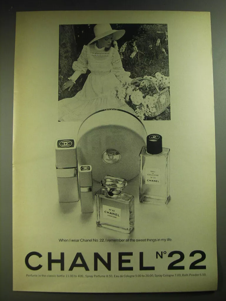 Chanel No. 22 Eau De Cologne Vintage Perfume Bottle 1970s 