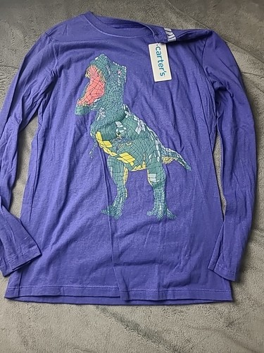 Carter's Kids 14 Boys 14A Long Sleeved Dinosaur Lot Of 5 T-Shirts New - Picture 3 of 13