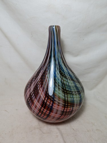 Dino Martens Rainbow Swirl Teardrop Murano Glass Vase Aureliano Mid Century 11" - Picture 2 of 9