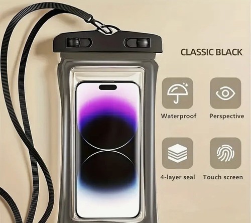 Swimming Waterproof Underwater Dry Bag Pouch Clear Cell Phone Case Cover 1-PACK - Picture 3 of 3