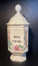 Antique 1800's Apothecary French Old PARIS Porcelain Jar ONG: VESIC: