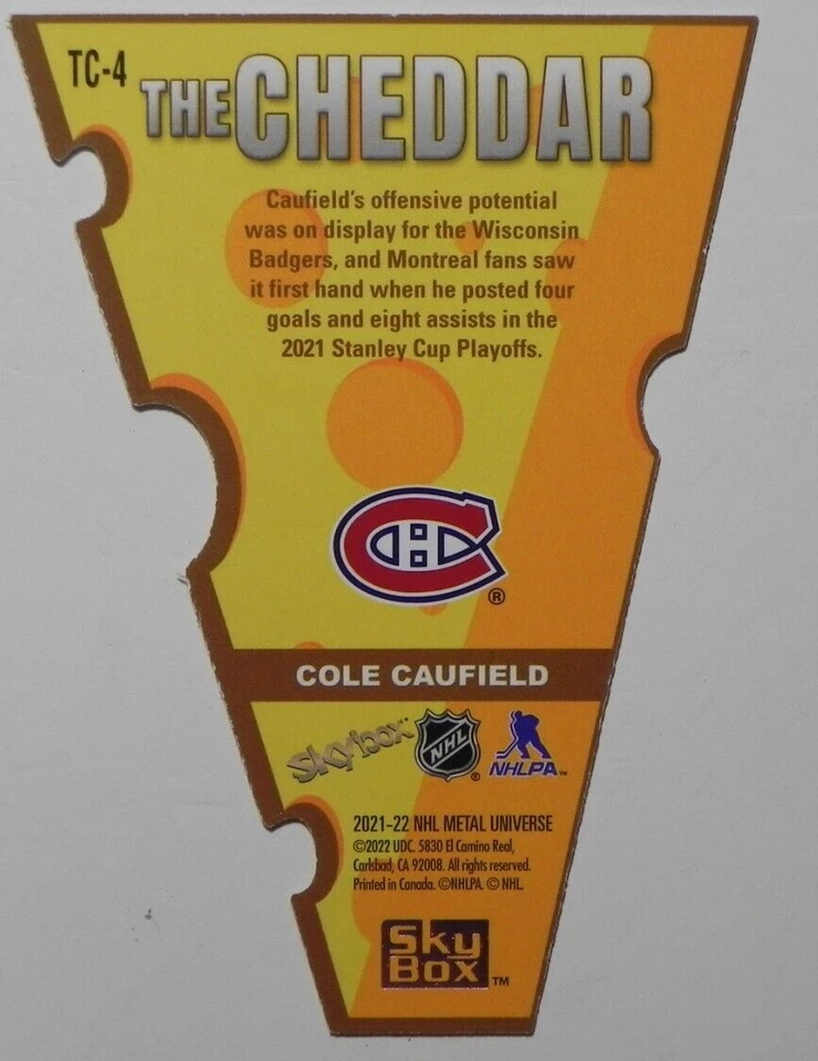 2021-22 21/22 Skybox Metal Universe The Cheddar TC-4 Cole Caufield ROOKIE - Image 2 of 2