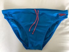 Mens Classic Retro Speedo SwimWear Briefs UK 38" 5cm Hip Solar Blue Red Speedos