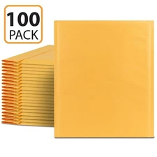 Fosmon #0 Kraft Bubble Mailers Padded Envelopes 6.5 x 10'' Fit CD DVD - 100 Pack