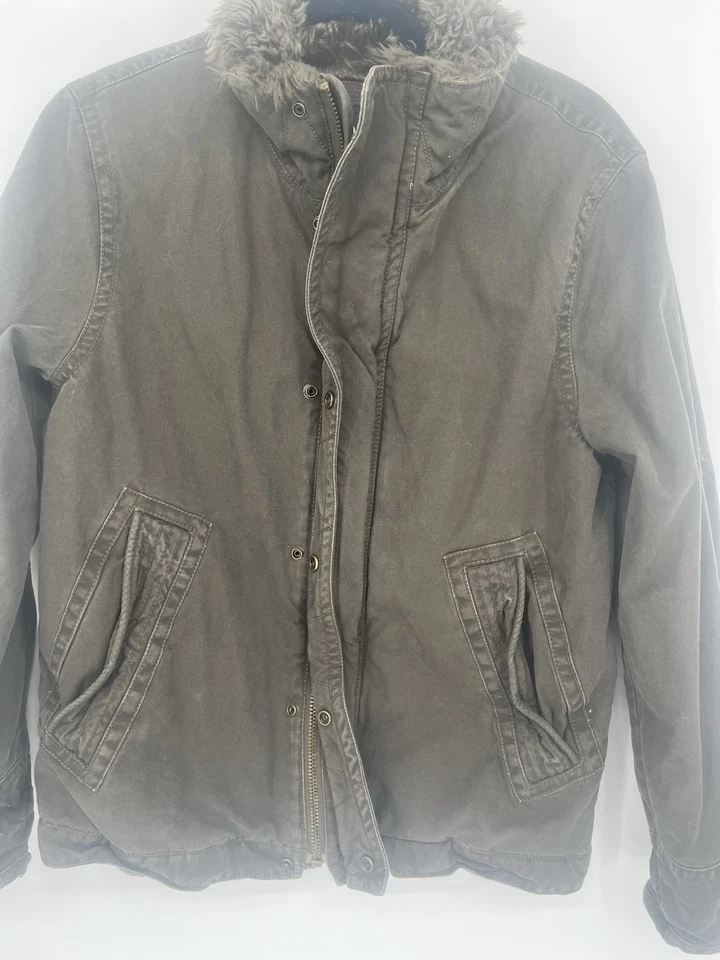 Chaqueta de Colección American Eagle Hombres S Forrada de Piel Verde Adirondack Lona Pesada Y2K Foto 2 de 4