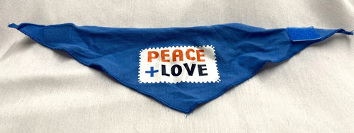 Blue Peace & Love Dog Bandana- Small