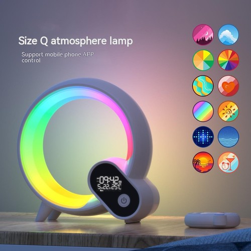 Q Light Sonnenaufgangswecker - Digitalanzeige, Bluetooth Lautsprecher, buntes Licht - Bild 1 von 7