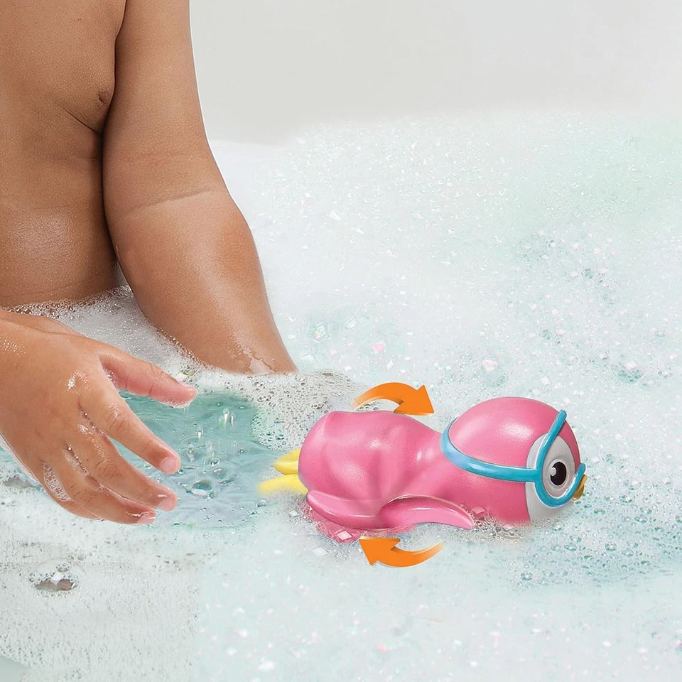 Juguete de baño de pingüino nadador cuerda, rosa Foto 2 de 4