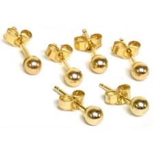 6 14K Gold 3mm Ball Earrings  Ear Backs FindingKing