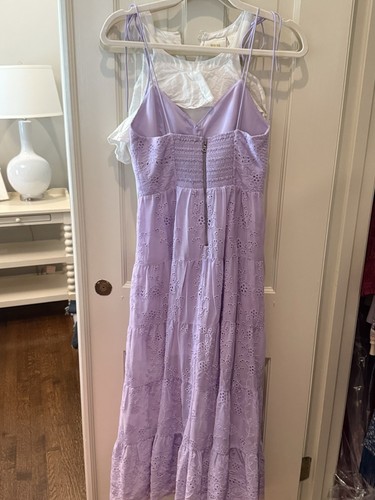 Alice + Olivia Lavendar Sleeveless Floral Eyelet Maxi Dress Sz 0 - Picture 9 of 12