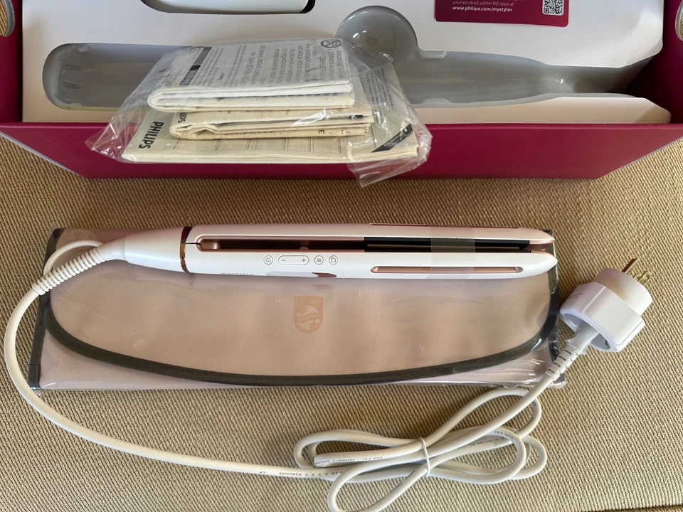 Nuevo en caja: Philips Prestige con plancha de pelo SenseIQ y bolsa enchufe UE Foto 2 de 4