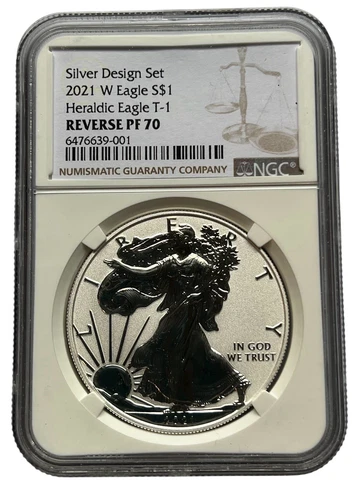 2021-W AMERICAN EAGLE REVERSE PROOF TWO COIN DESIGNER SET  T-1 & T-2 NGC PF70