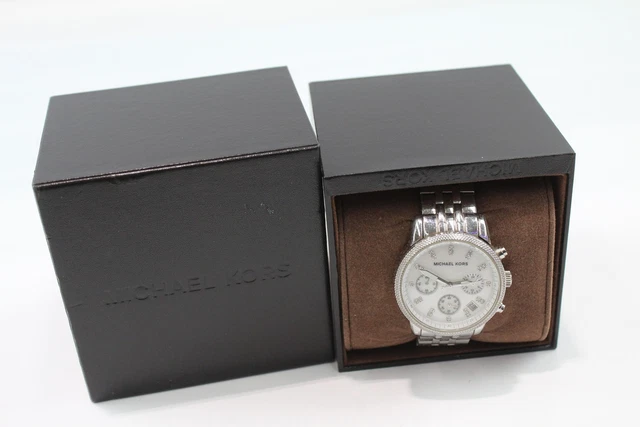 13 Michael Kors Steel Chronograph Watch Quartz Boxed WORKING
