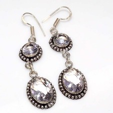 Alexendrite Quartz 925 Silver Plated Earrings 2.5