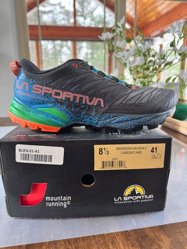 La Sportiva Akasha II Men's Trail Running Shoes (Size 8.5) Carbon/Flame