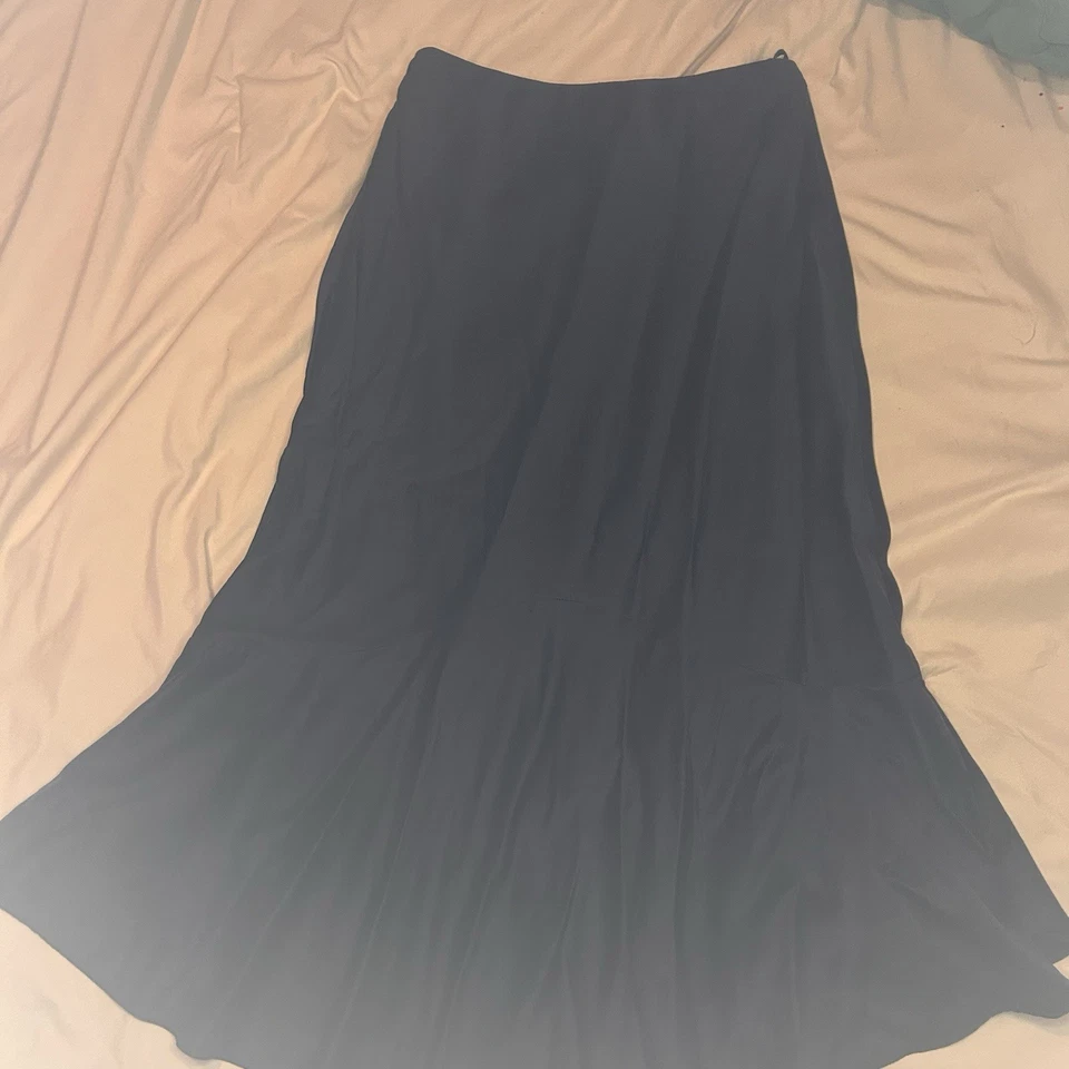 Falda midi acampanada 100 % seda azul marino Lauren Ralph Lauren para mujer 4P Foto 4 de 4