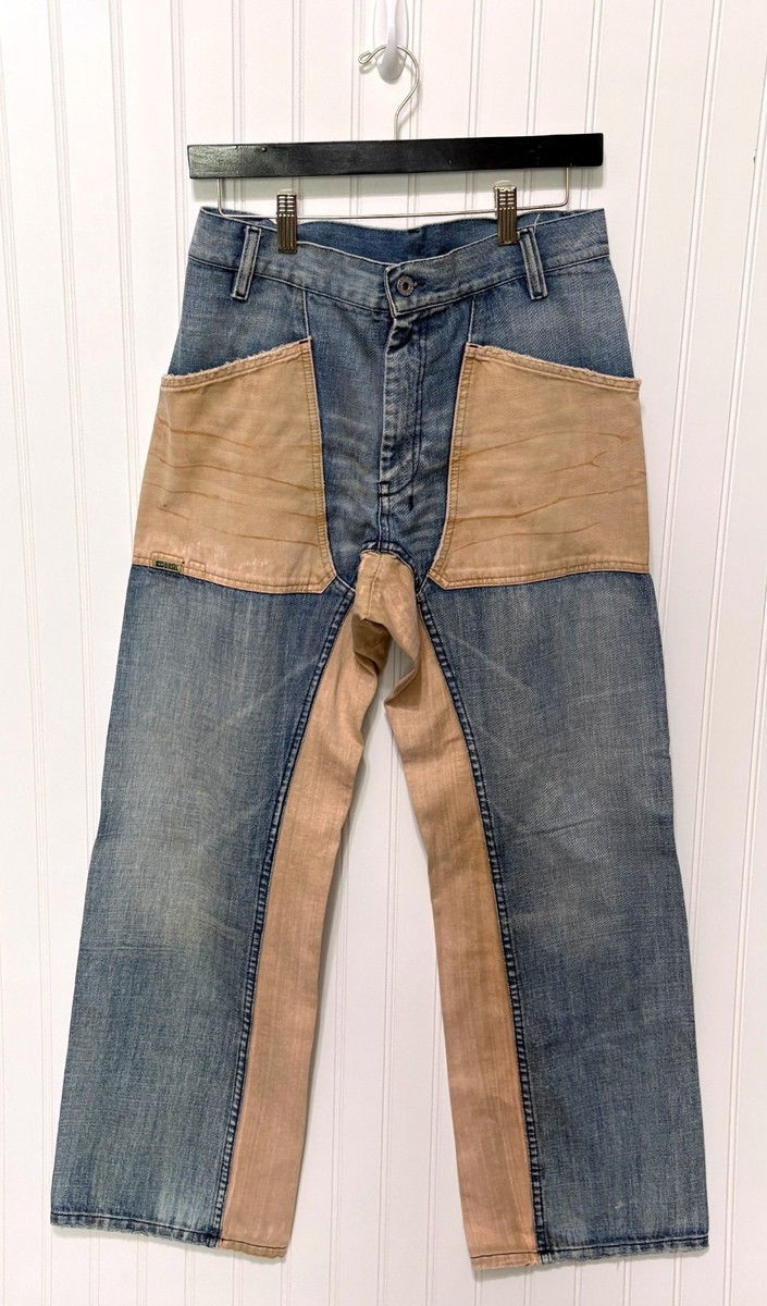 DIESEL Vintage Hybrid Baggy Muddy Patch Patchwork Blue Jeans Mens