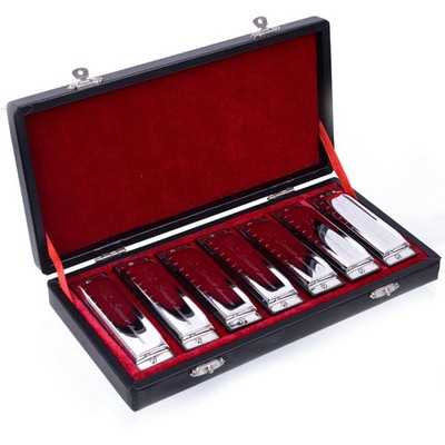 Hochwertige 7 Stück Blues Harp HarmonicOrgel Tasten B C D E F G Box nE