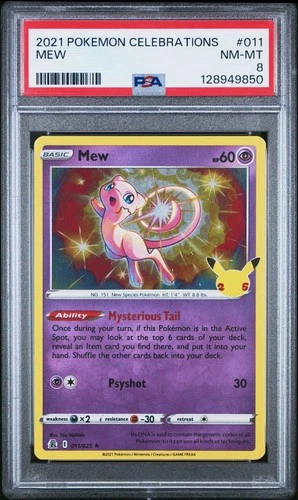 2021 Pokemon Celebrations 011/025 Mew PSA 8 Near Mint Holo Foil Rare Card TCG