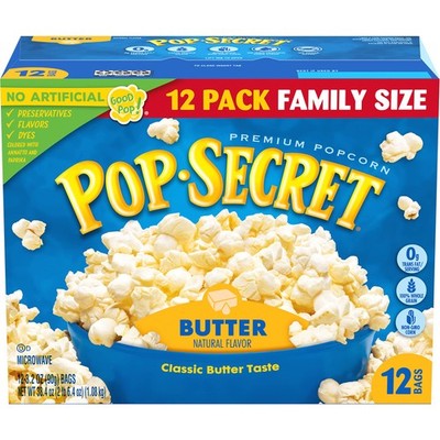 Butter Microwave Popcorn 12ct 3.2oz Bags, 38.4oz Box Pack of 1