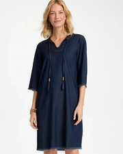 Chico's Denim Frayed Knee-Length Dress