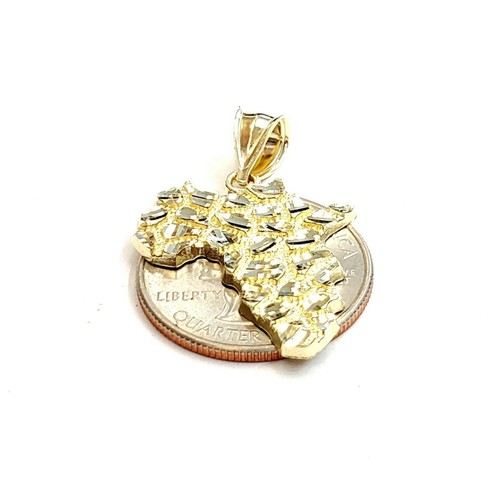 10k yellow gold nugget Africa continent outline map pendant charm jewelry 2.1g - Picture 5 of 12