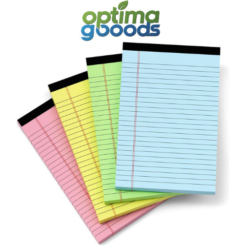 Colored Legal Pads 5x8, 4 Pack, Lined Note Pads 5x8 College Ruled, Note Paper