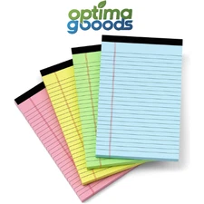 Colored Legal Pads 5x8, 4 Pack, Lined Note Pads 5x8 College Ruled, Note Paper
