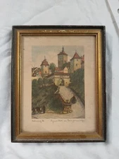 ERNST GEISSENDORFER ROTHENBURG TAUBER  HAND-COLORED ETCHING “Rodergasse”  805