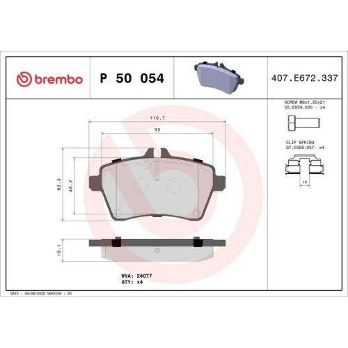 Plaquettes de frein Brembo P50054 pour restaurer la puissance de freinage