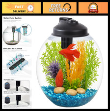 3-Gallon Aquarium Starter Kit with Power Filter, LED Light Full Hood - Betta
